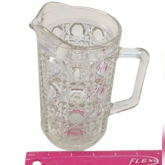 Glass Pitcher Federal Indiana Windsor Cane 16 oz - Picture 12 of 12